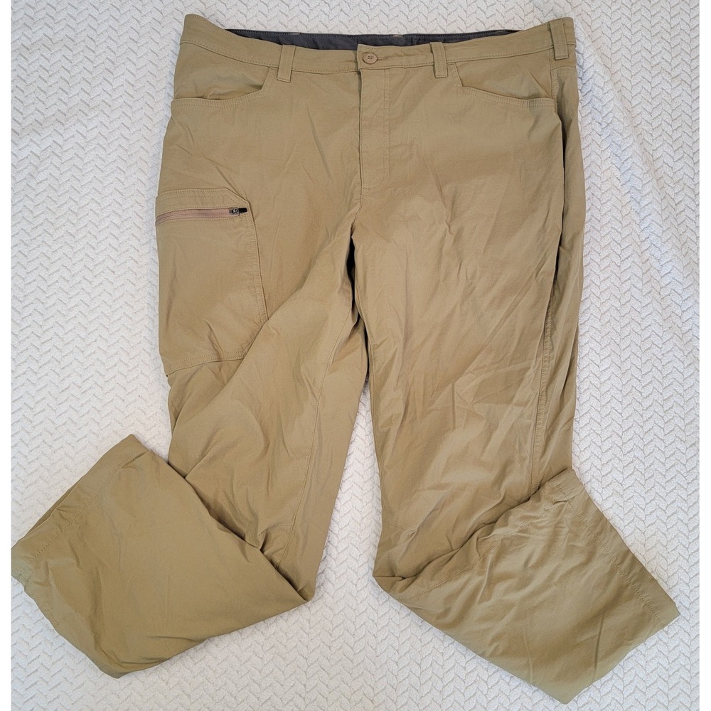 Eddie Bauer Men's Fleece Lined Tech - Work Pants 40x30 Beige Nylon Stretch